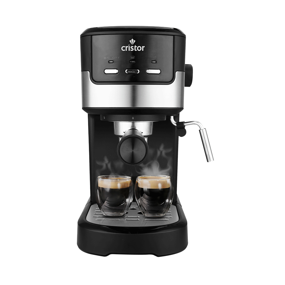 Mini Machine A Café 3 en 1 CRISTOR Capsules et Café moulu -20 BARS-1100 W- Noir Inox
