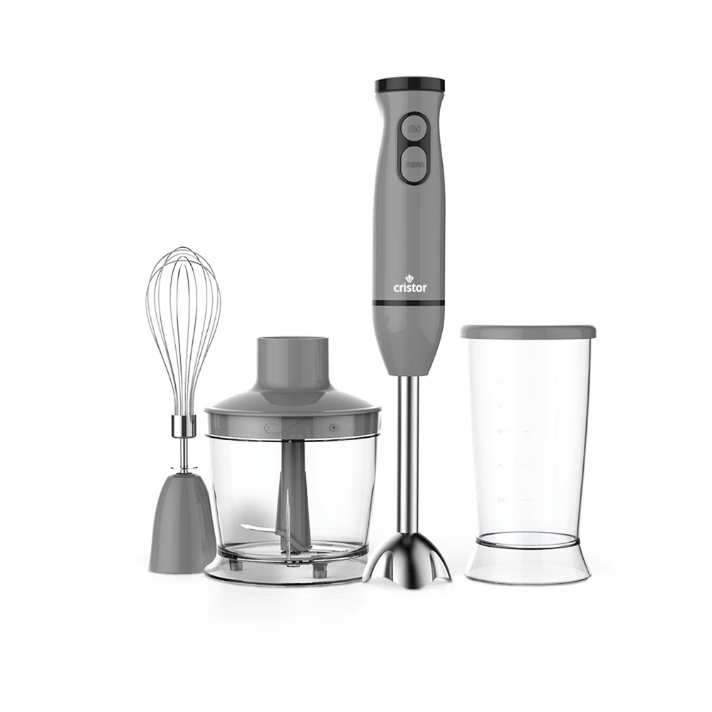 Bras Mixeur 3 en 1 CRISTOR Bras mixeur, Hachoir et Bras Fouet -500 W- 500 ML – Gris_noir