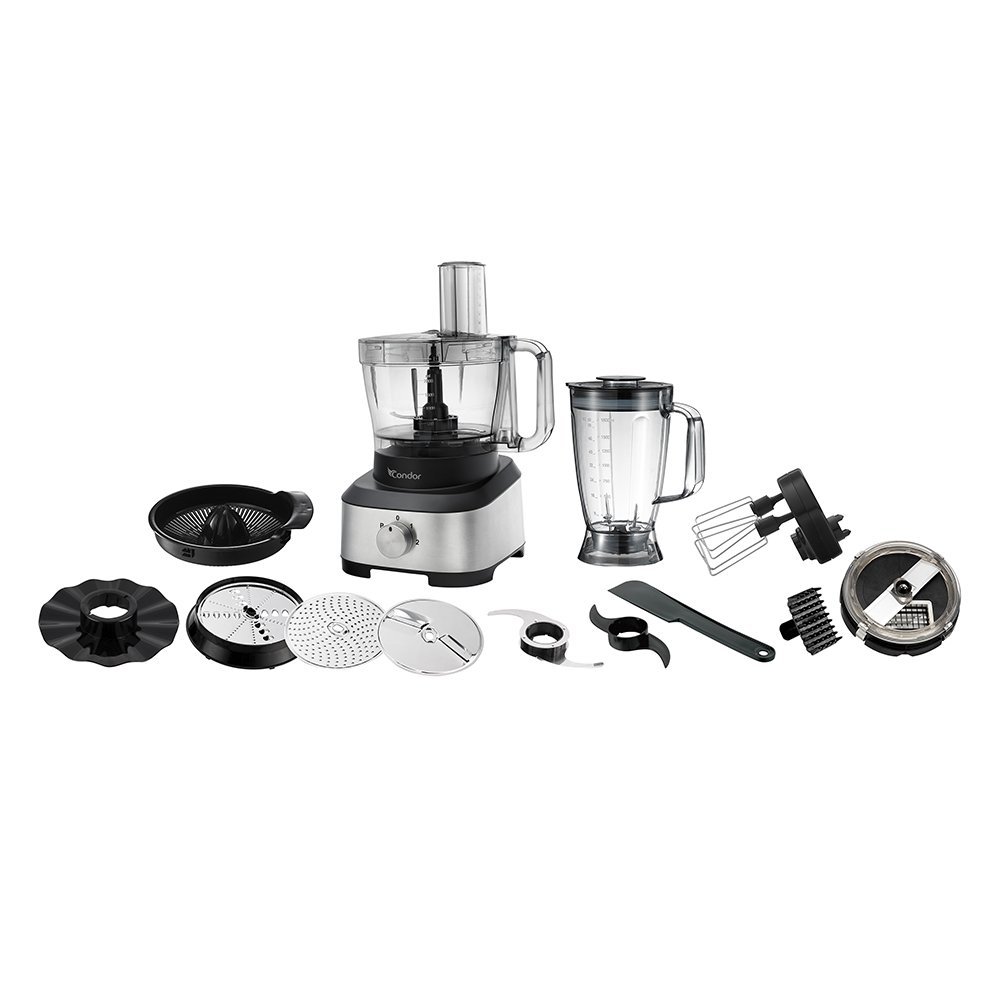 Robot de cuisine CONDOR VERSA CHEF Multi fonction – 1000 W – 3,5L Bol – 1,8L Blender – Inox_Noir