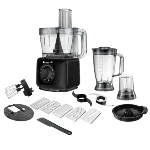 Robot De Cuisine NARDI Multi Fonctions -1000 W- 3.5 L Bol – 1.8 L Blender – Moulin à moudre – Fouet – Noir