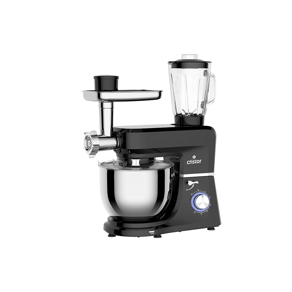 Pétrin multifonction double crochet 7l 1900 w (Noir/inox)