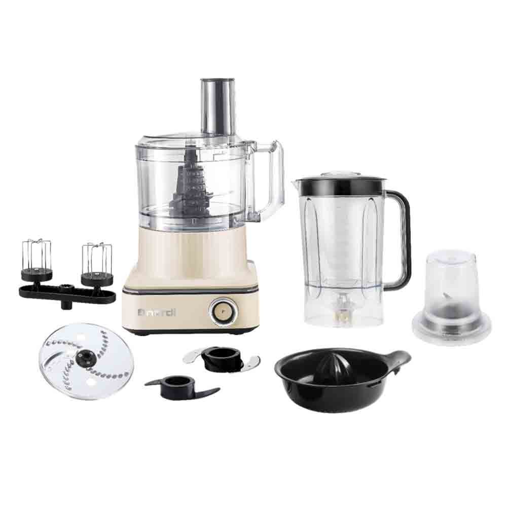 Robot De Cuisine NARDI Multi Fonctions -1000 W- 2.3 L Bol – 2 L Blender – Moulin à moudre – Fouet – Crème